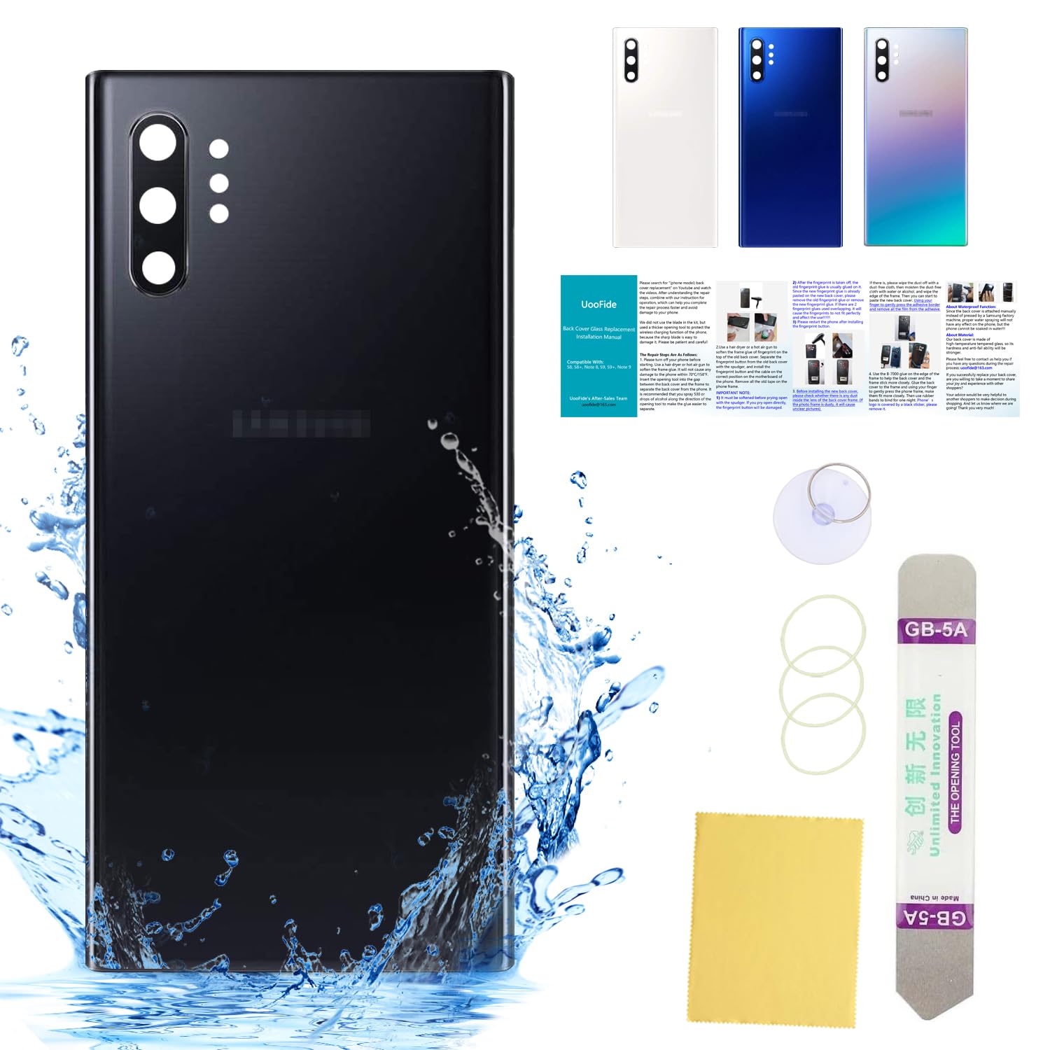 Uoofide Compatible For Samsung Galaxy Note 10+ Plus Back Glass Cover Replacement 6.8 Inches Sm N975U All Carriers With Installat